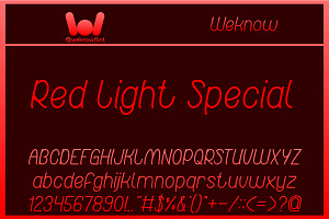 Red Light Special font, a Script Font by weknow