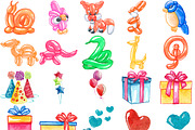 Balloon Animals Watercolor Bundle102, an Animal Illustration by LilyBoo Clipart (Thumbnail 2 of 6)
