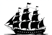 Sailing Ship Silhouette Vector, an Illustration by Amazin_art (Thumbnail 2 of 9)