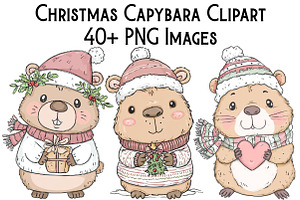 Christmas Capybara Clipart, an Illustration by Pixels.Craft