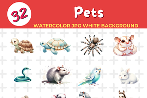 Pet watercolor Jpg Background, an Animal Illustration by John_Walker