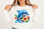 Watercolor Summer Dolphin Clipart Bu, an Illustration by SVGArt (Thumbnail 4 of 9)