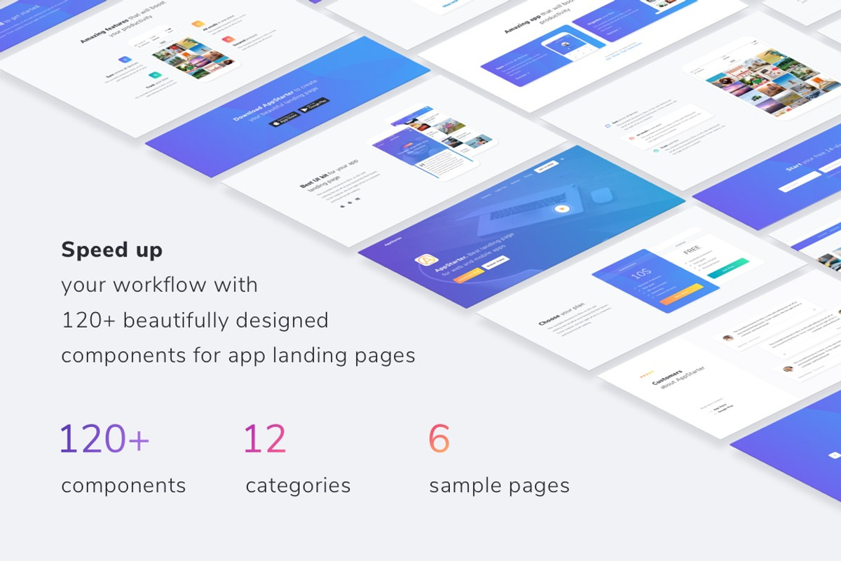 AppStarter: UI Kit for App Landings, an UI Kit Template by UI Chest (Photo 3 of 8)