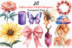 Watercolor Pastel Whispers Clipart, an Illustration by Craft Nest