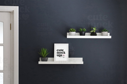 A5 Frame On Dark Blue Wall Mockup