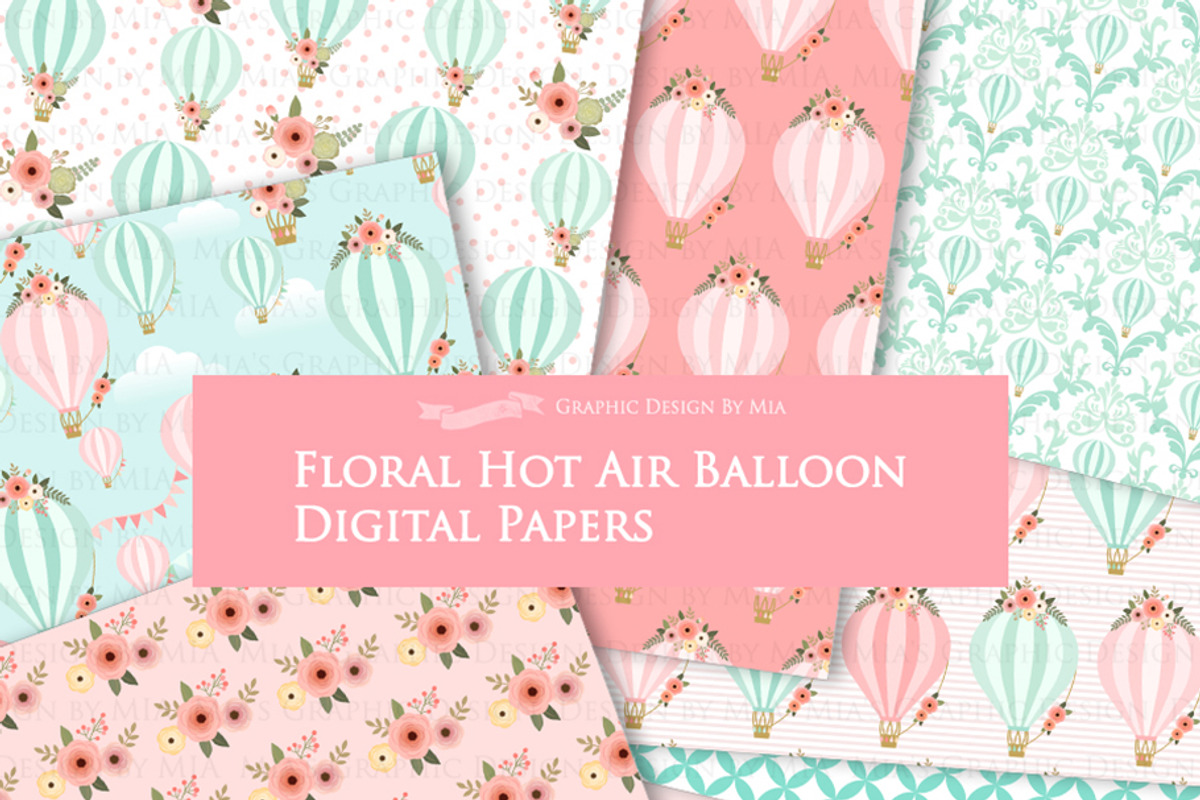 Hot Air Balloon Pink Set, an Illustration by Mia's Graphic Design (Photo 8 of 8)
