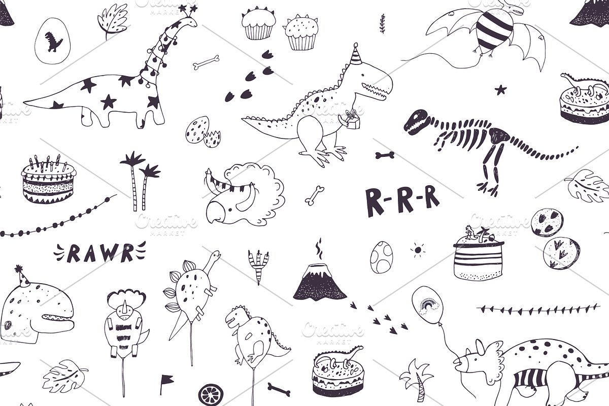 Dinosaur Party, a Pattern Graphic by GooseFrol (Photo 7 of 10)