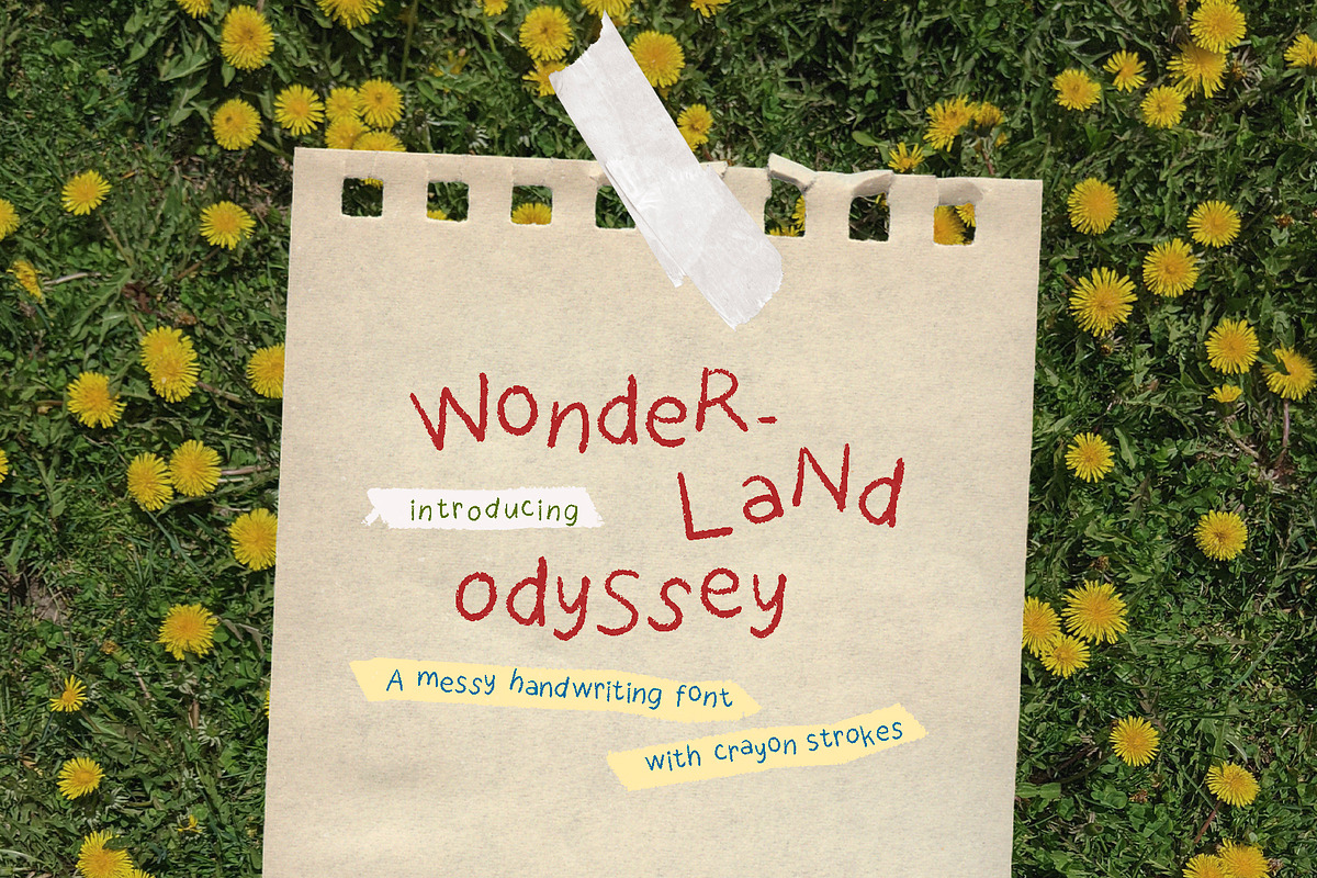Wonderland Odyssey Crayon Messy Font, a Handwritten Font by Perplexitics (Photo 1 of 6)