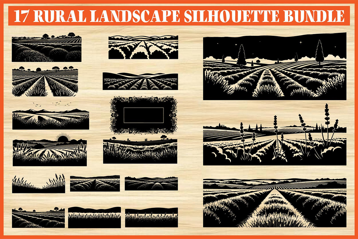 Rural Landscape Silhouette Bundle, an Object Illustration by Designer_Momina (Photo 5 of 8)