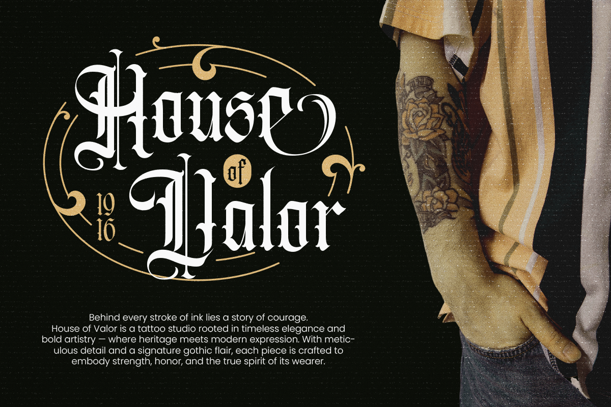 Vighty - Blackletter Font, a Blackletter Font by Sronstudio (Photo 2 of 9)