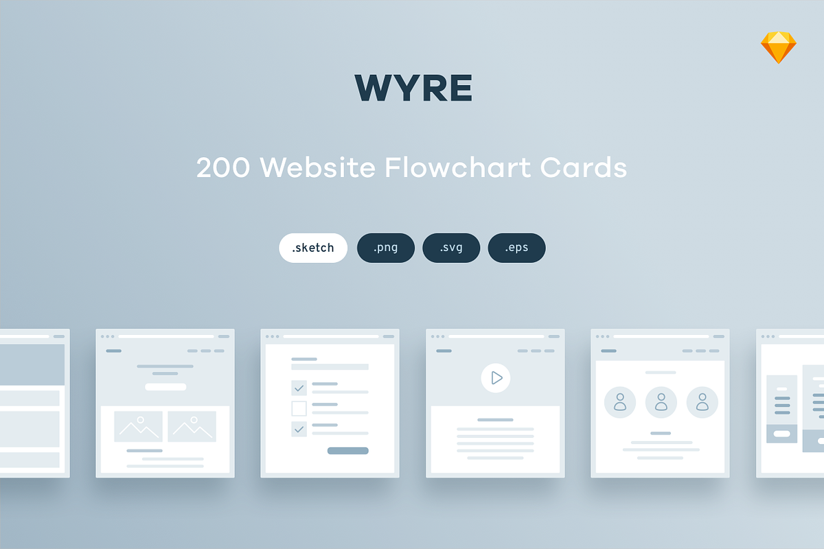 200 Flowchart Cards for Sketch, a Wireframe Template by Petr Knoll (Photo 1 of 5)
