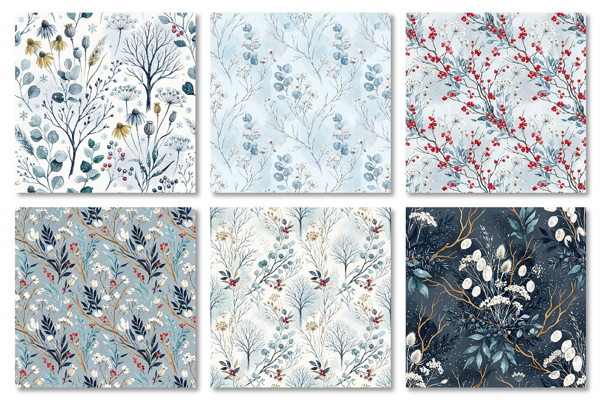 Winter Frost Garden Seamless Pattern, a Texture Graphic by Dream Creation (Photo 6 of 7)