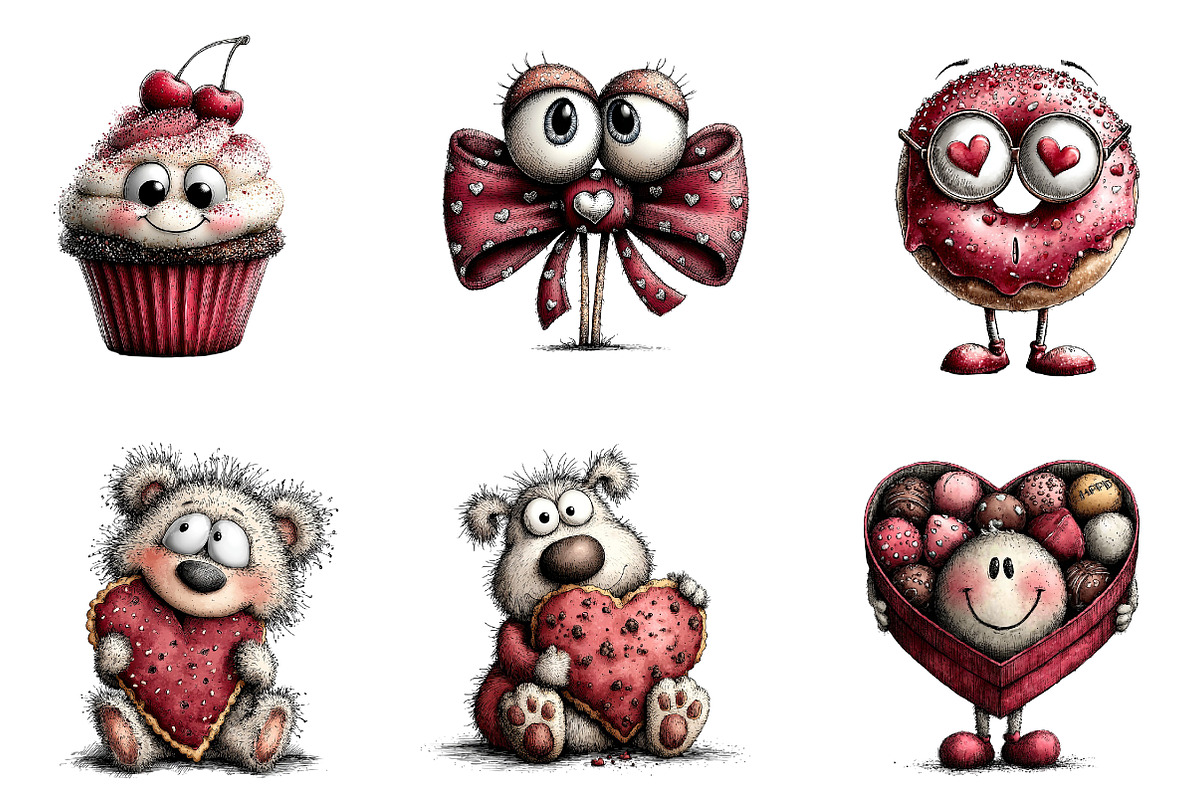 Quirky valentines sweets clipart, an Illustration by CreationArt (Photo 4 of 6)