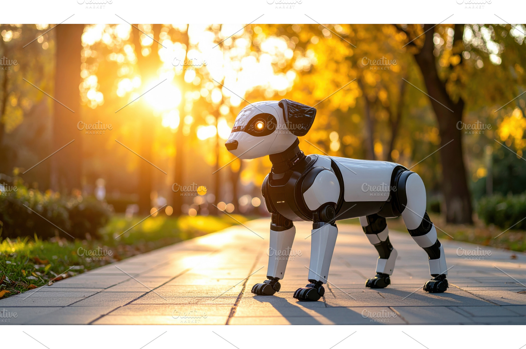Futuristic robot dog in a park, a Technology Photo by Igor Tichonow