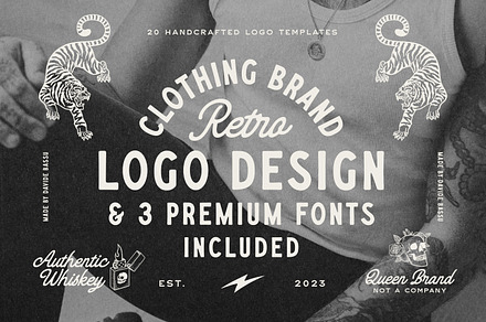 20 Retro Apparel Logos + Extra, an Education Illustration by Davide Bassu