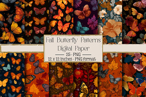 Fall Butterfly Seamless Patterns, an Illustration by DreamPrint404