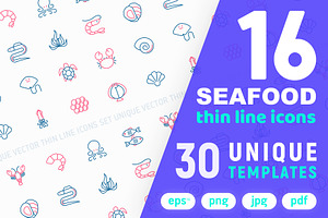 Seafood Icons Set | Concept, an Outline Icon by Alex Blogoodf