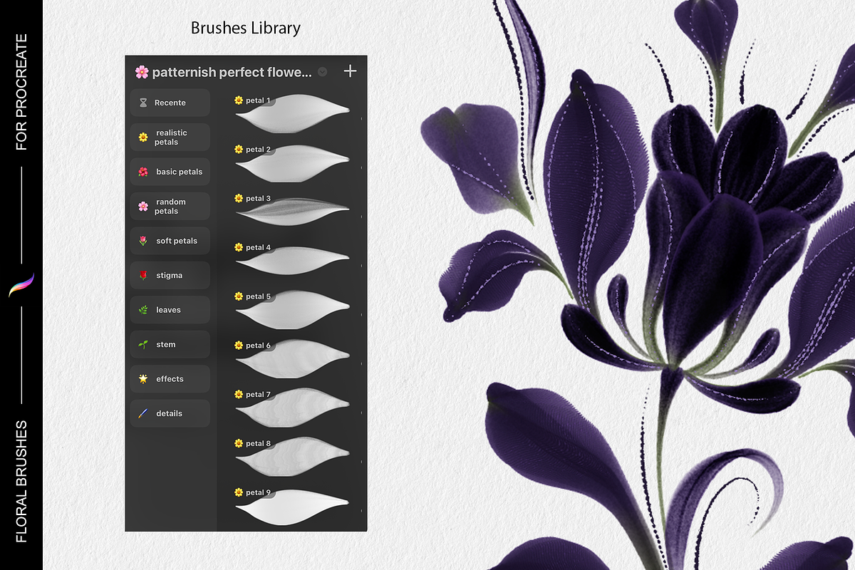 Perfect Flower brushes for Procreate, a Brush Add-On by Patternish (Photo 2 of 3)