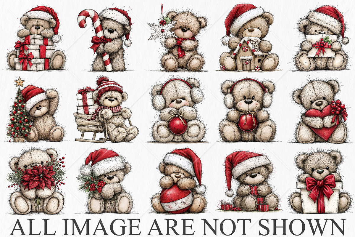 Whimsical Christmas Bear Clipart PNG, a Seasonal Illustration by Canvas Craft (Photo 4 of 10)