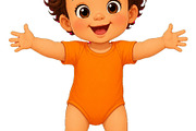 Cute cartoon toddler with curly hair, an Object Illustration by ZinetroN (Thumbnail 2 of 3)