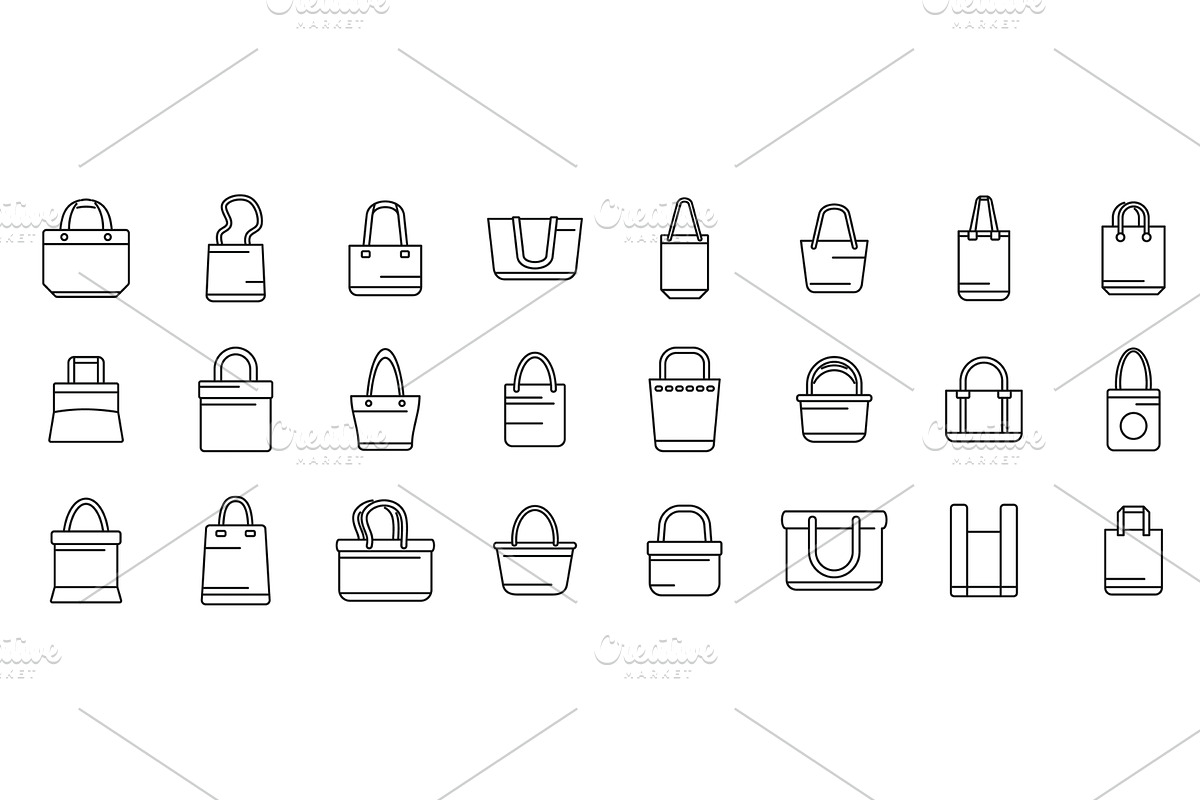 Reusable market shopper icons set, an Object Illustration by Ylivdesign