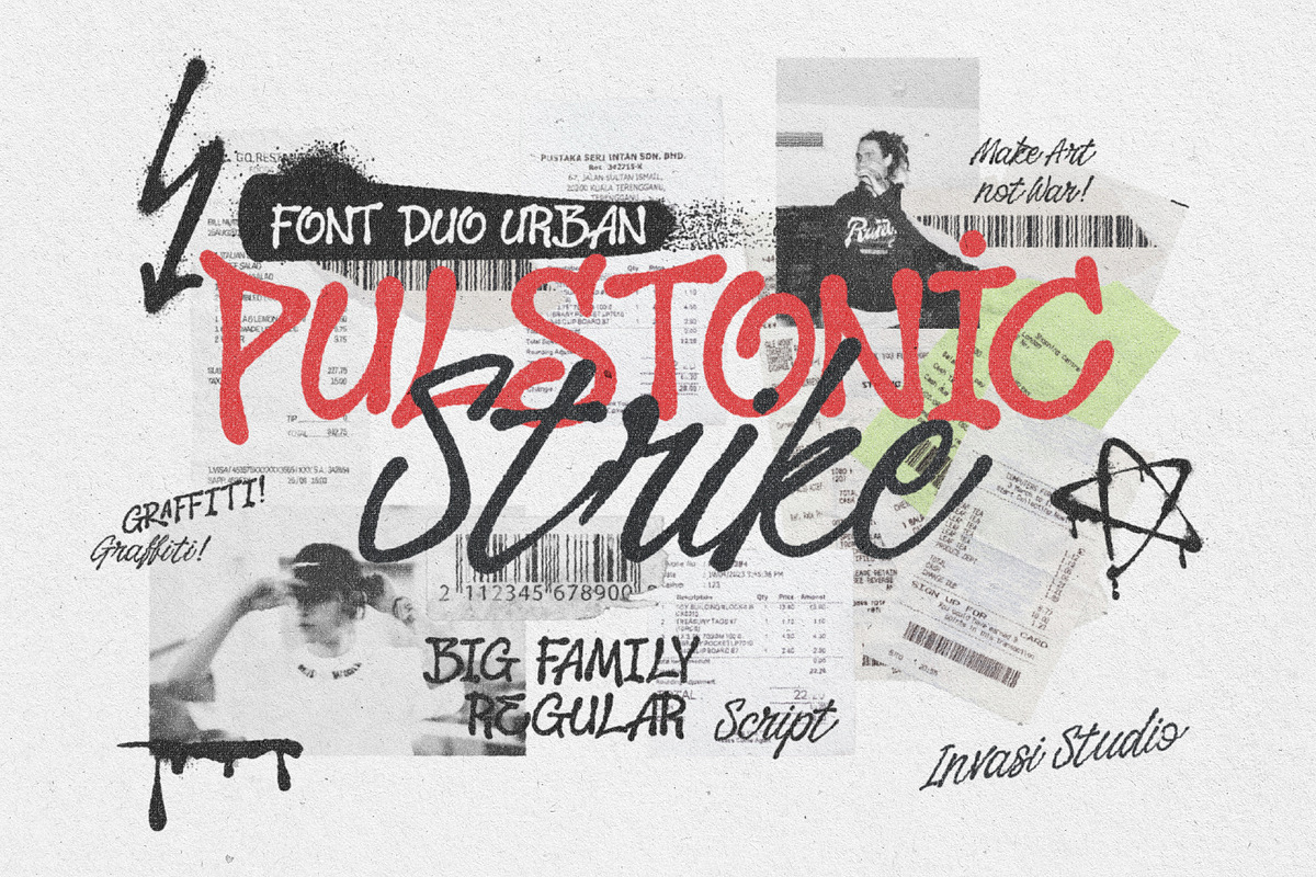 Pulstonic Strike – Urban Font Duo, a Handwritten Font by Invasi Studio (Photo 1 of 10)