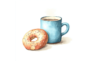 Prompt Watercolor Coffee Clipart, a Decorative Illustration by Creative design (Thumbnail 4 of 7)
