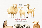 Farm Animals Watercolor Set, an Animal Illustration by Kim Thoa Designs (Thumbnail 2 of 6)