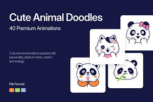 40 Animated Cute Animal Hand-drawn, an Emoji Icon by Brickclay