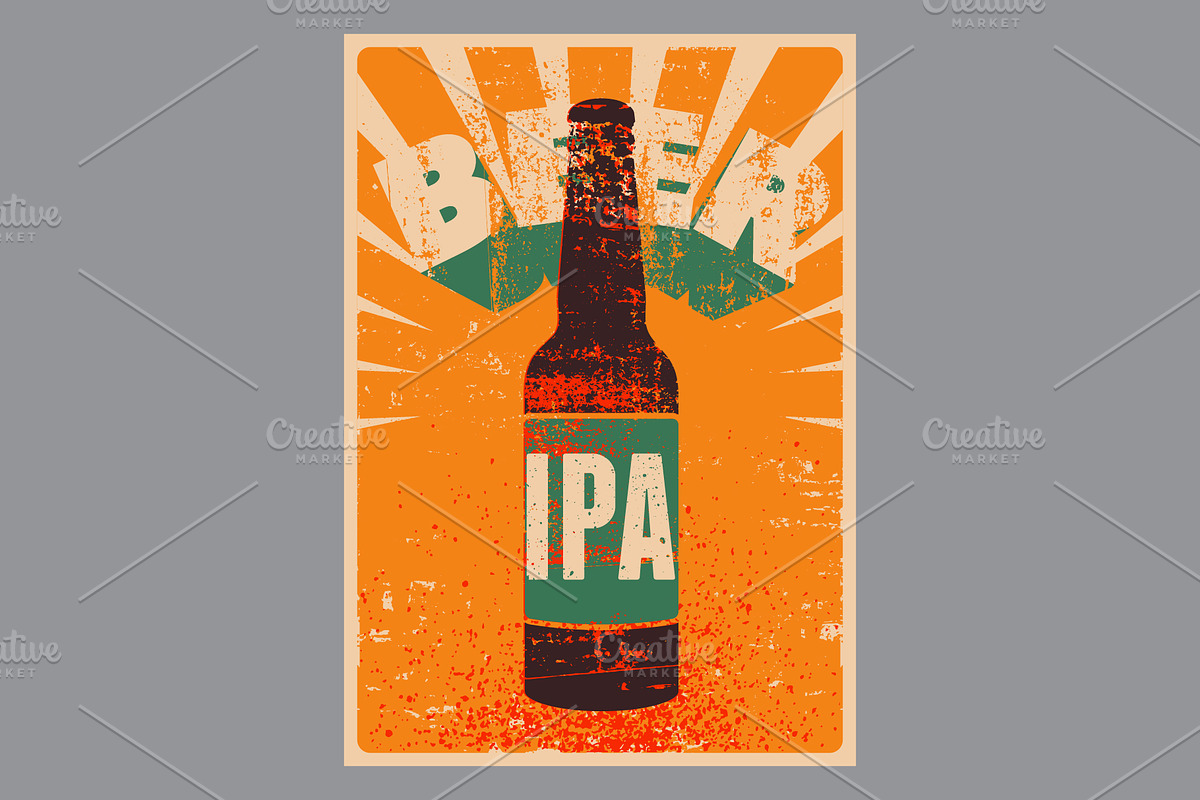 Beer Types grunge vector poster set., a Food Illustration by PoPaShop (Photo 4 of 11)