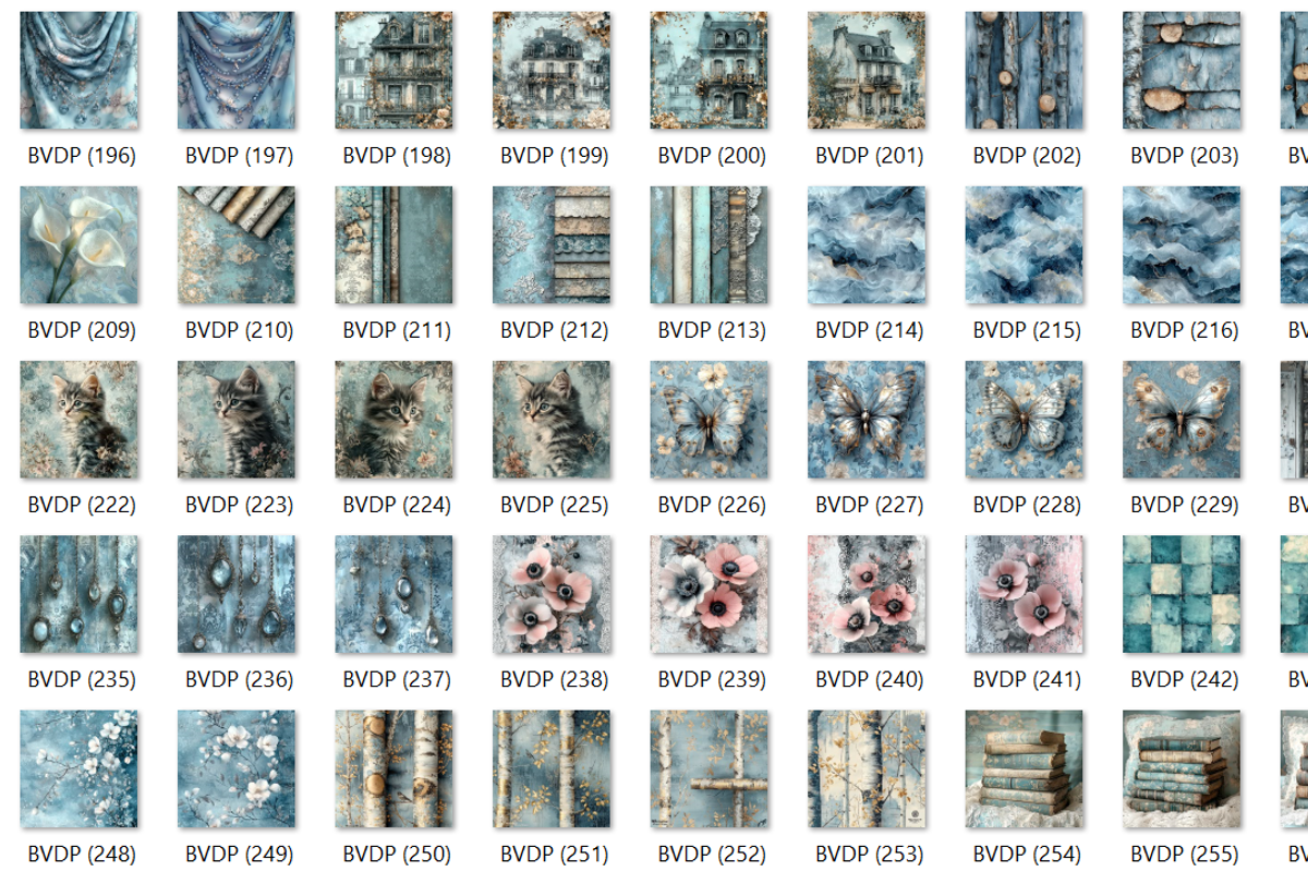 260 Blue Vintage Digital Paper, an Illustration by HubbaDigitals (Photo 5 of 5)