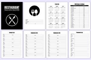 2025 Restaurant Reservation Book