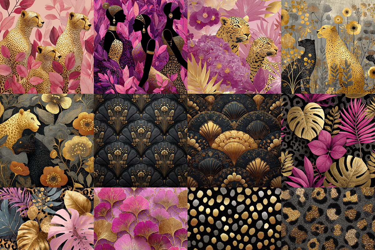 Pink and Gold Leopard Digital Paper, a Pattern Graphic by LA Design (Photo 4 of 10)