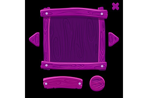 Wooden game buttons and banners, a Graphic by BabySofja