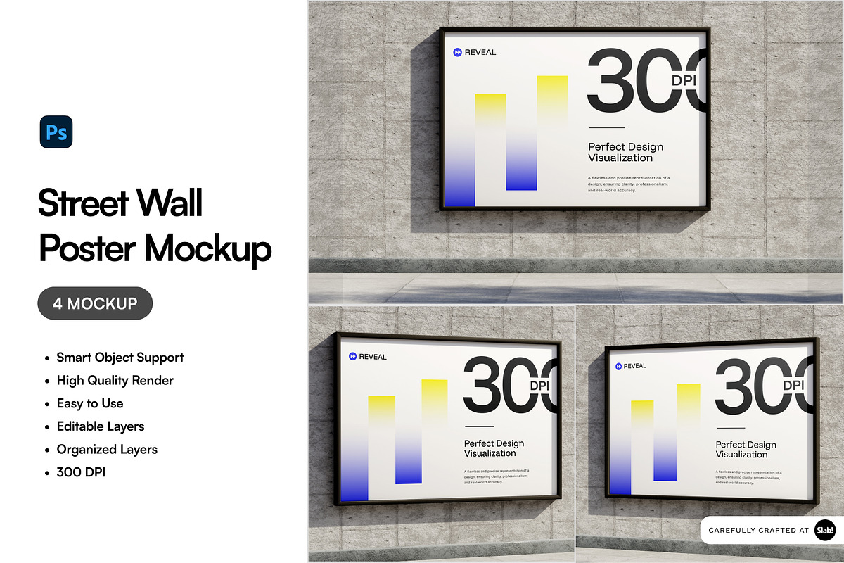 Street Wall Poster Mockup, an Advertising Mockup by SLAB! Design (Photo 1 of 7)