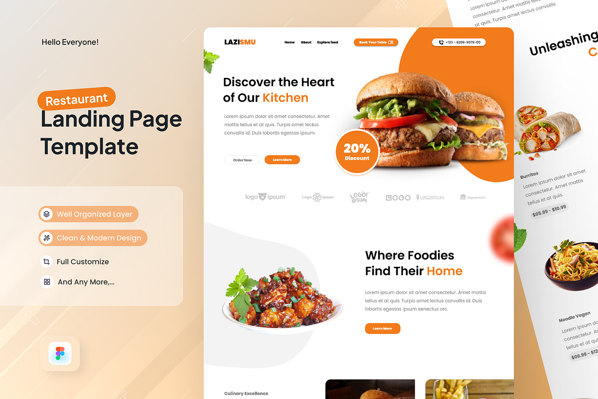 Lazismu - Food Landing Page, a Landing Page Template by SquidPixey (Photo 1 of 5)