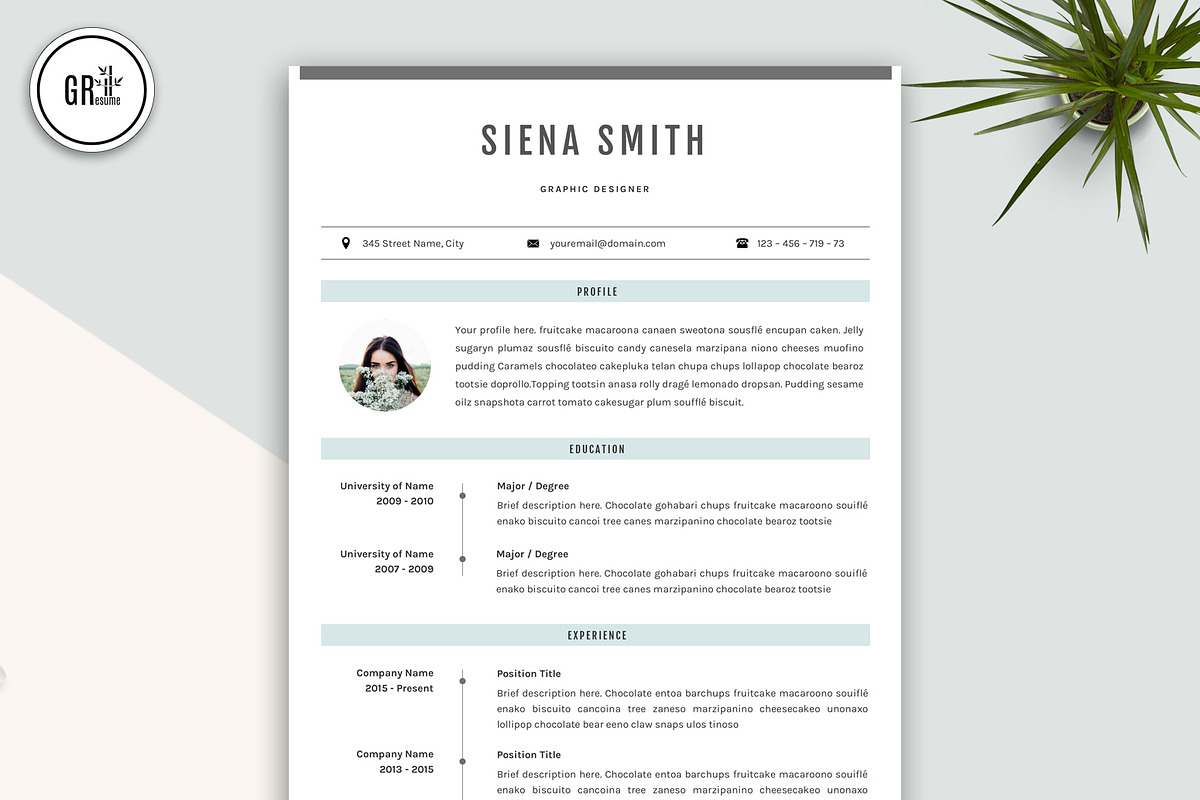 Resume Template CV Template -Word, a Resume Template by GResume (Photo 2 of 7)