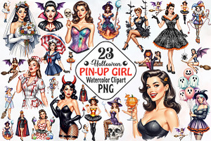 Halloween Pin-Up Girl Sublimation, a Person Illustration by RobertsArt