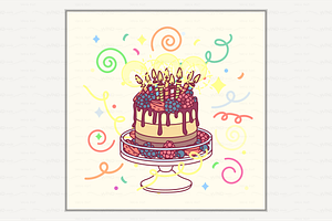vector Happy Birthday card, a Card Template by WINDmade