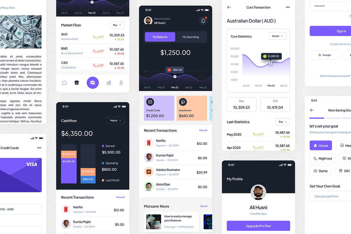 Finwallet - Finance Mobile App, an UI Kit Template by pickolabstudio (Photo 5 of 6)