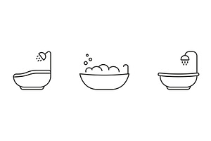 Bathtub And Shower Line Icons, an Object Illustration by Gentle Studio