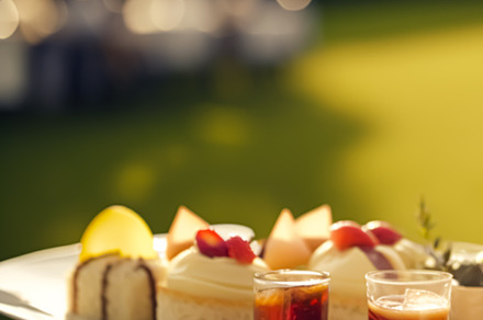 Luxury food service, appetisers by a waiter at a wedding celebra, a Photo by Anneleven