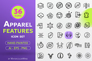 Fabric Features Line Icons 40% OFF, an Outline Icon by Ksenia Shmakova (Thumbnail 1 of 4)