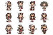 Whimsical Christmas Angel Clipart, an Illustration by SinaCreation (Thumbnail 2 of 7)