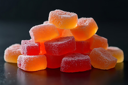 CBD gummy candy on black background