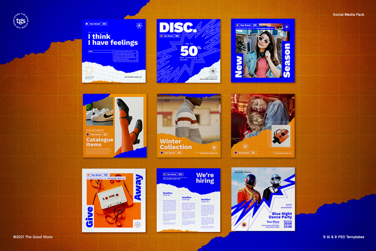 90s Sale Event Social Media Pack, a Social Media Template by The Good Store (Photo 1 of 4)