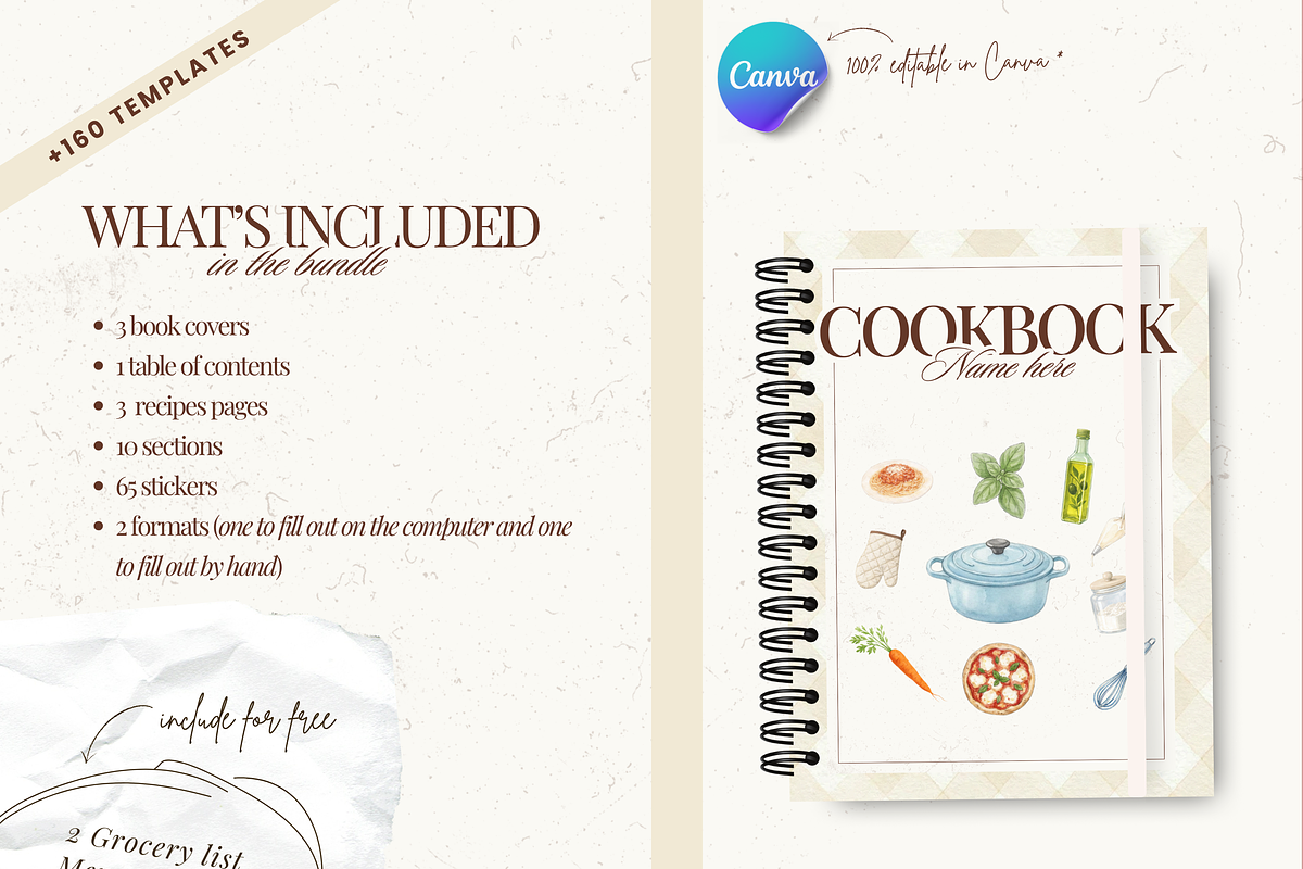 Printable family cookbook template, a Social Media Template by PixelBloomClub (Photo 6 of 8)