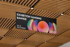 Exhibition Hanging Banner Mockup