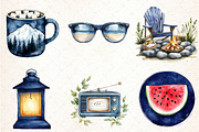 Navy Summer Outdoor Watercolor Clipa, an Illustration by Libby Wishes (Thumbnail 5 of 7)