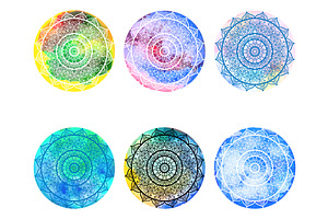 Watercolor circles with mandala